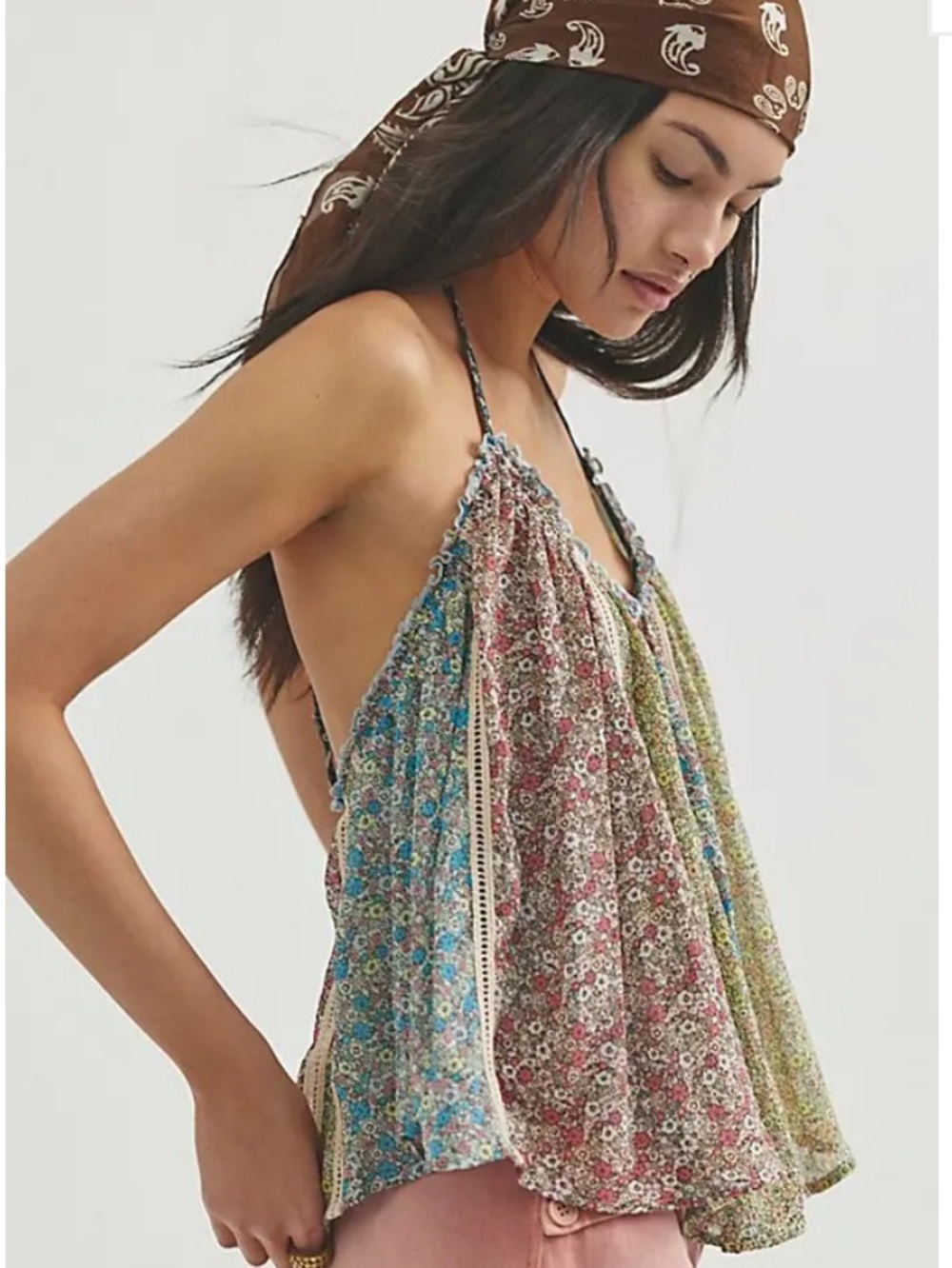 Free People Costa Print Halter Neck Top NWT